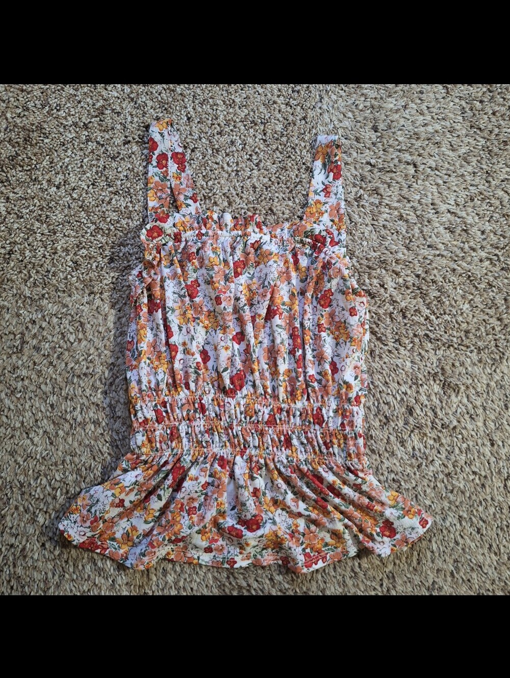 Parallel Skies Floral Smocked Peplum Cami Tank Top Blouse Womens Small